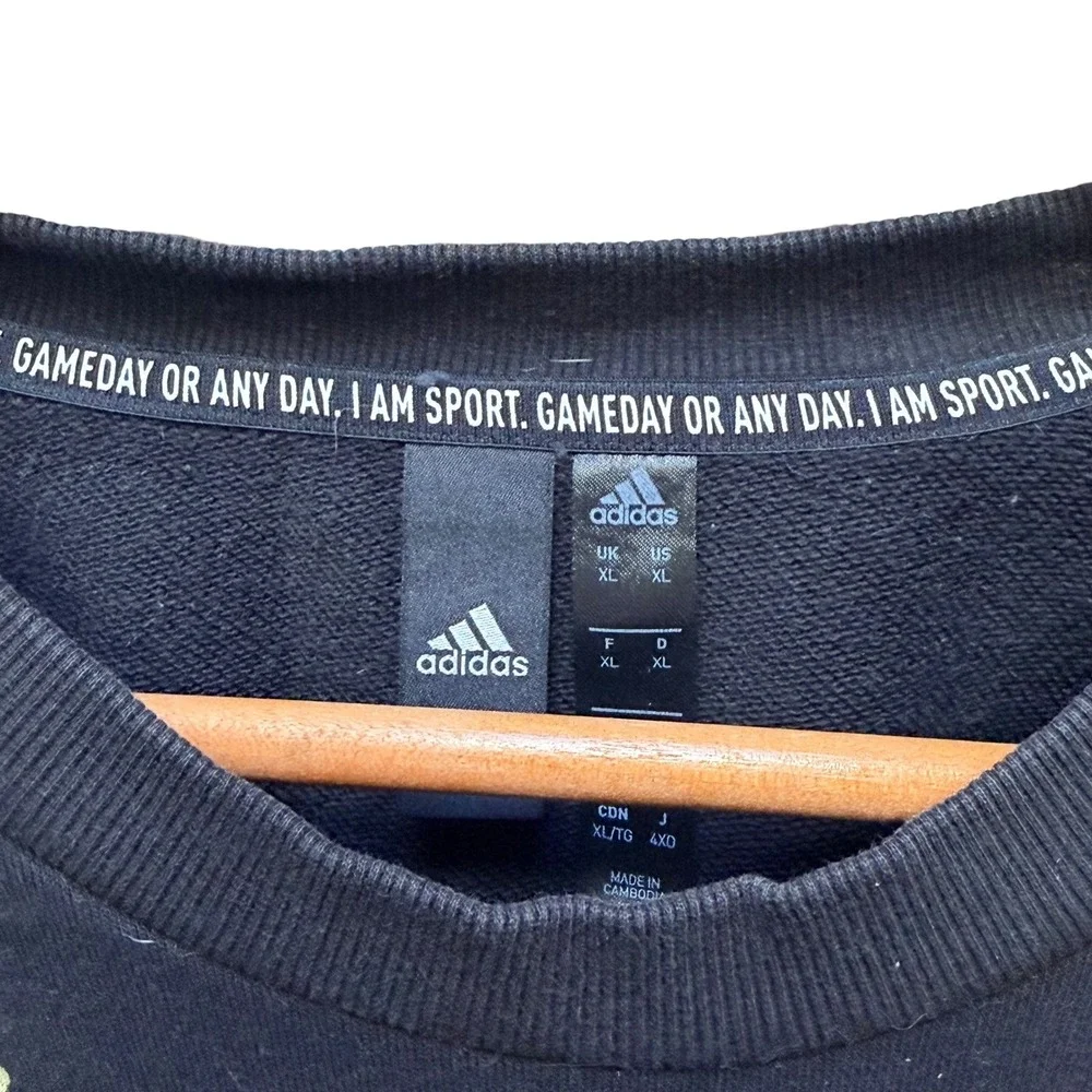 Adidas Trefoil Graphic‎ Crewneck Sweatshirt Black Streetwear Casual Mens XL